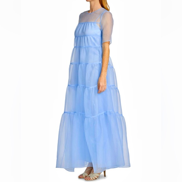 🌺🎉HP🎉🌺 NWT Staud Hyacinth Tiered Organza Maxi Dress French Blue - Picture 13 of 15